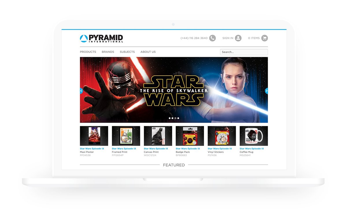 laptop showing Pyramid ecommerce