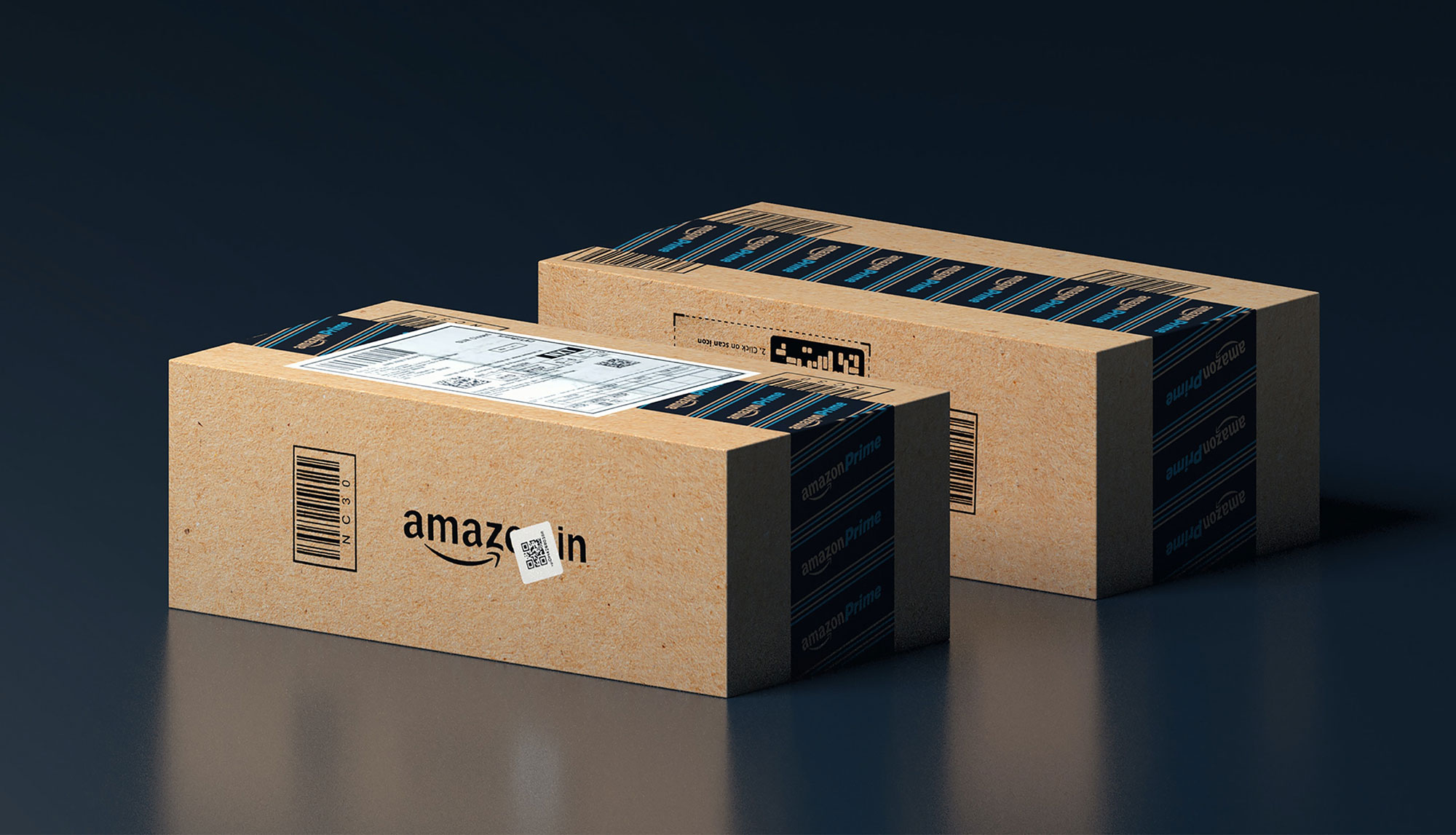 Boxes with Amazon Prime labels