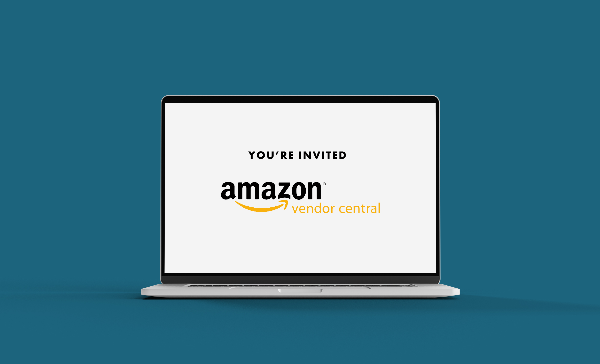 laptop showing Amazon Vendor Central logo
